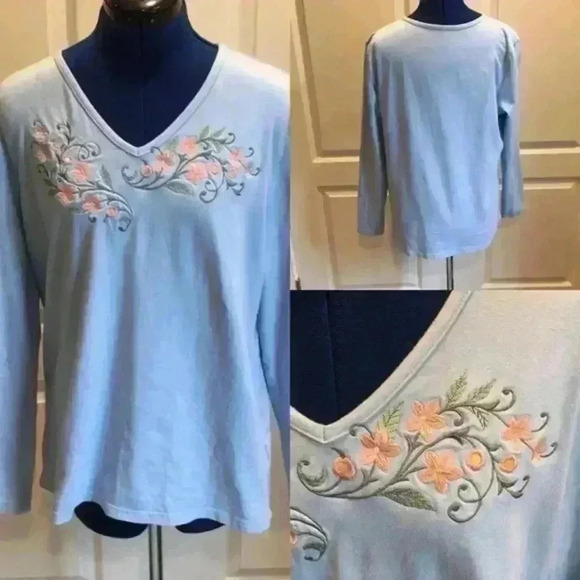 XXL Long Sleeved Light Blue T-shirt - Picture 1 of 7